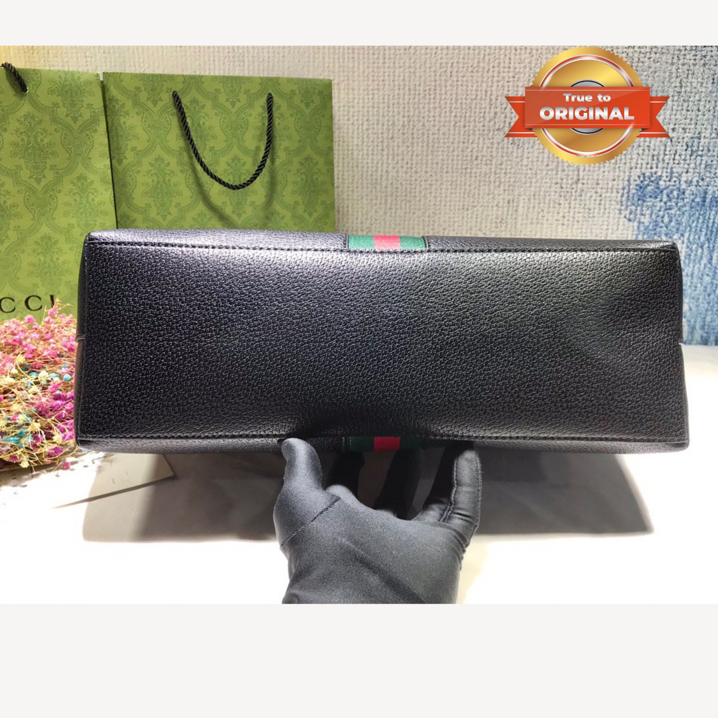 [True-to-ORIGINAL] Gucci Ophidia Medium Tote Black For Women 15in/38cm